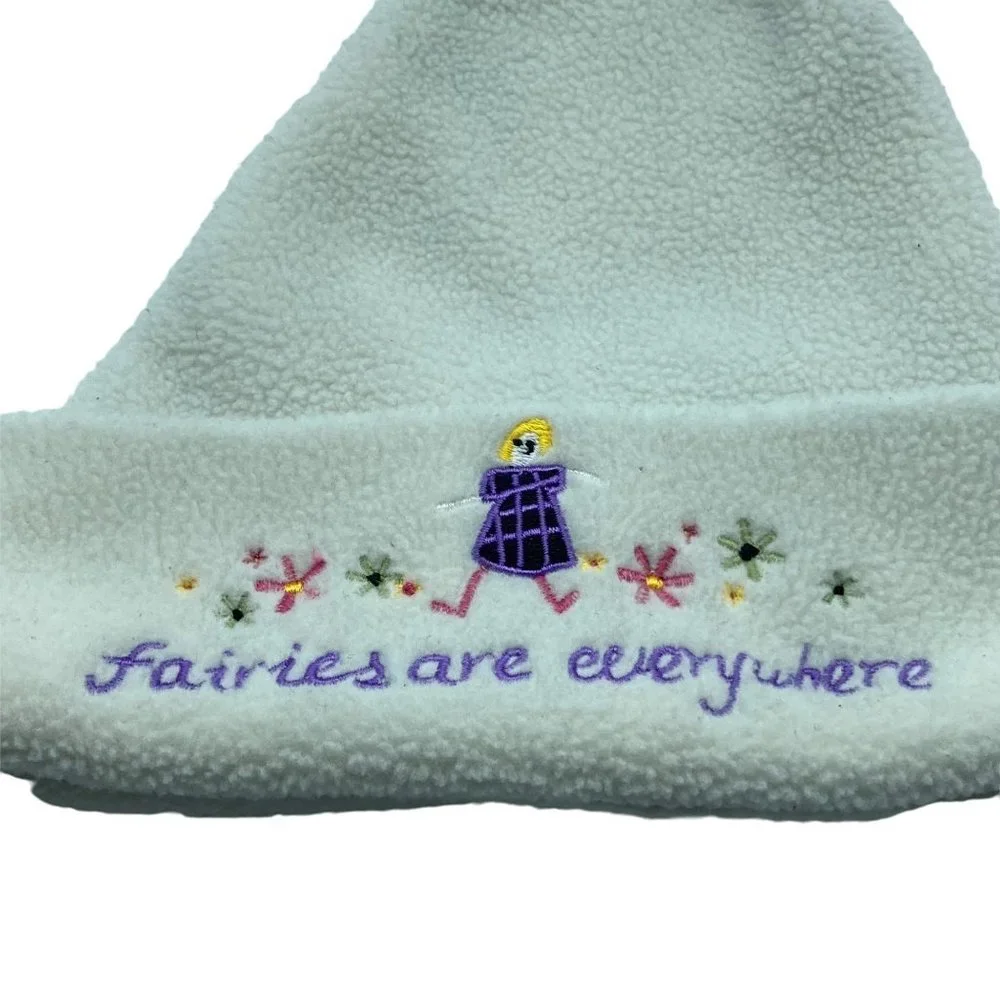 Child Floral Fairies Are Everywhere White Winter Cap Beanie Hat OS‎